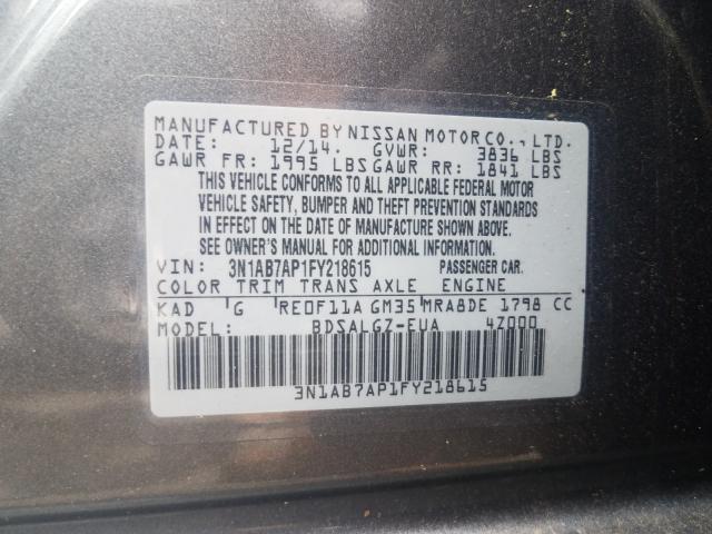 2015 NISSAN SENTRA S 3N1AB7AP1FY218615