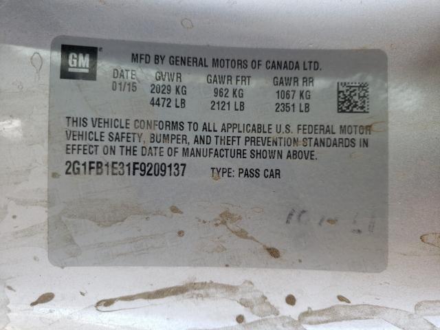 2015 CHEVROLET CAMARO LS 2G1FB1E31F9209137
