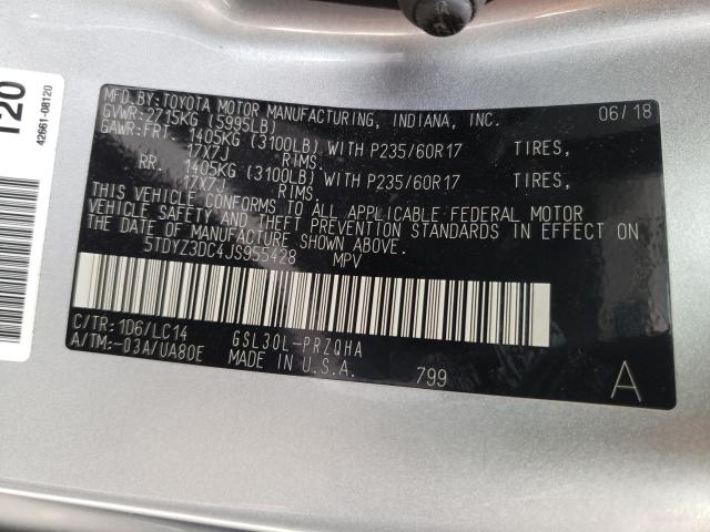 2018 TOYOTA SIENNA XLE 5TDYZ3DC4JS955428