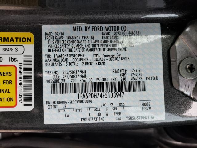 2015 FORD FUSION SE 1FA6P0H74F5103947