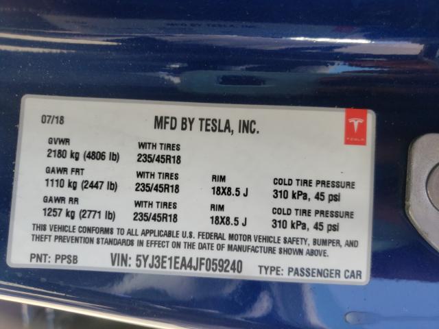 2018 TESLA MODEL 3 5YJ3E1EA4JF059240