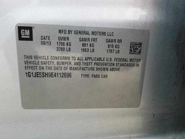 2014 CHEVROLET SONIC LTZ 1G1JE5SH9E4112696