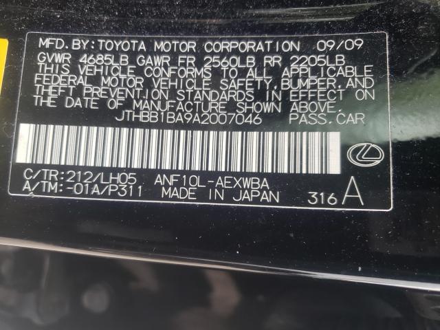 2010 LEXUS HS 250H JTHBB1BA9A2007046