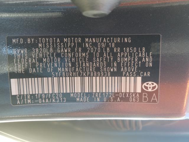 2019 TOYOTA COROLLA L 5YFBURHE7KP889938