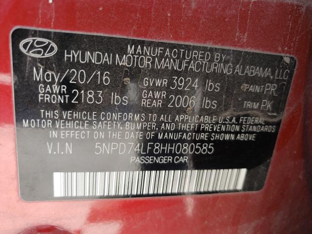 2017 HYUNDAI ELANTRA SE 5NPD74LF8HH080585