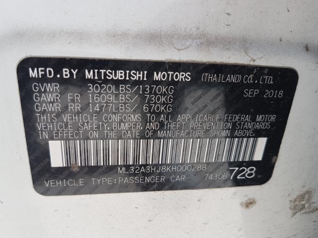 2019 MITSUBISHI MIRAGE ES - ML32A3HJ8KH000288