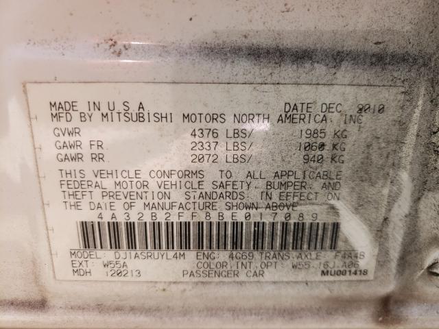 2011 MITSUBISHI GALANT FE 4A32B2FF8BE017089