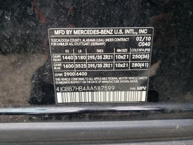 2010 MERCEDES-BENZ ML 63 AMG 4JGBB7HB4AA587599