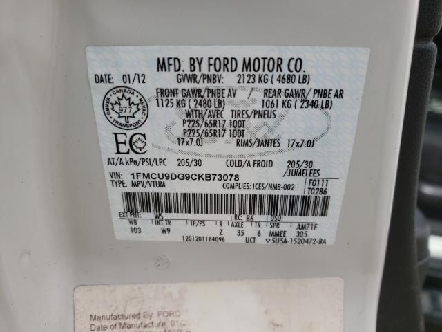 2012 FORD ESCAPE XLT 1FMCU9DG9CKB73078