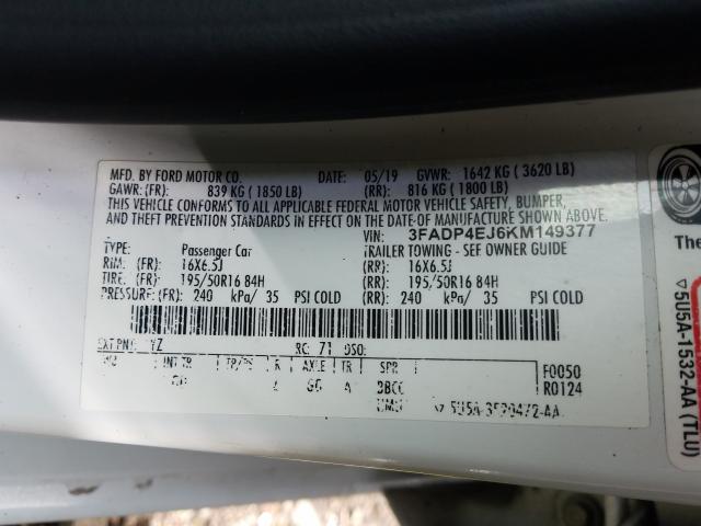 2019 FORD FIESTA 3FADP4EJ6KM149377