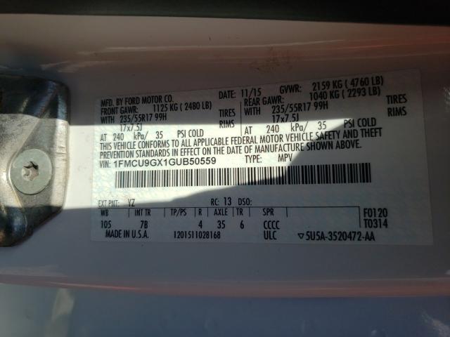 2016 FORD ESCAPE SE 1FMCU9GX1GUB50559