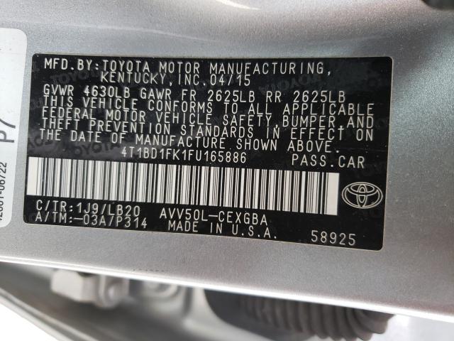 2015 TOYOTA CAMRY HYBR 4T1BD1FK1FU165886