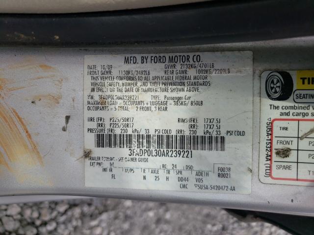 2010 FORD FUSION HYB 3FADP0L30AR239221