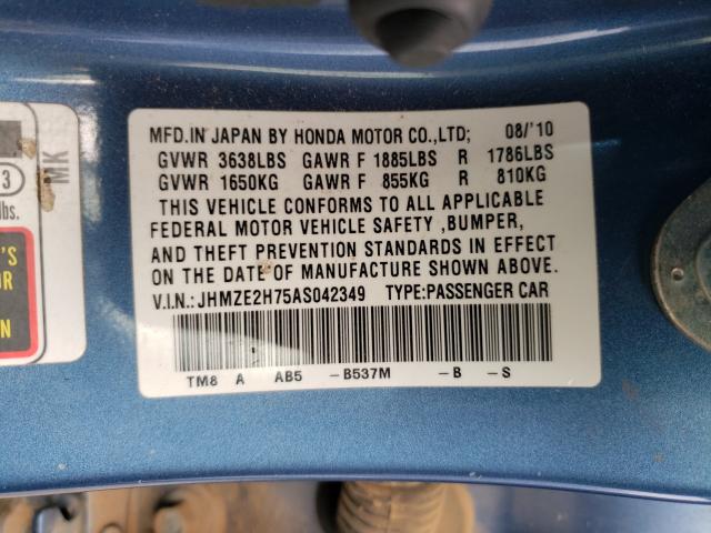 2010 HONDA INSIGHT EX JHMZE2H75AS042349