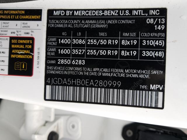2014 MERCEDES-BENZ ML 350 4MA 4JGDA5HB0EA280999