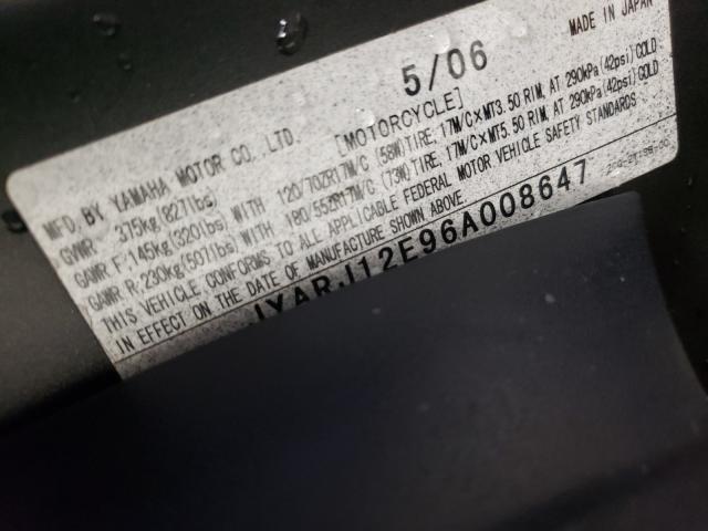 2006 YAMAHA YZFR6 L JYARJ12E96A008647