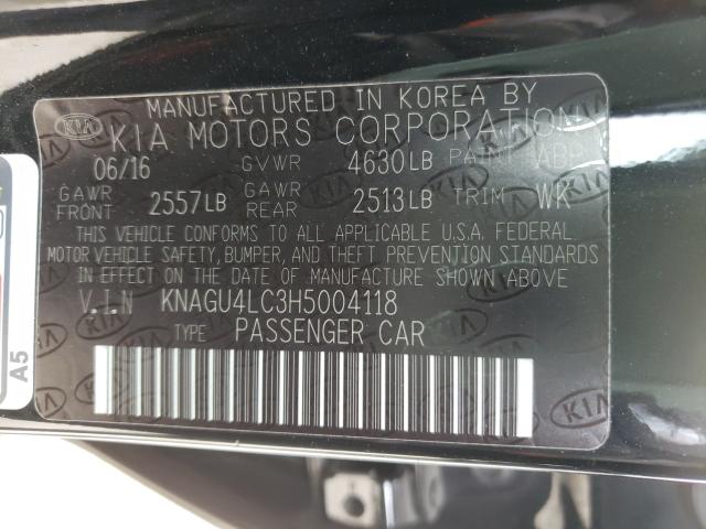 2017 KIA OPTIMA HYB KNAGU4LC3H5004118