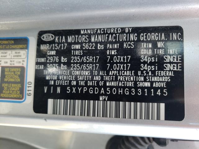 2017 KIA SORENTO LX 5XYPGDA50HG331145