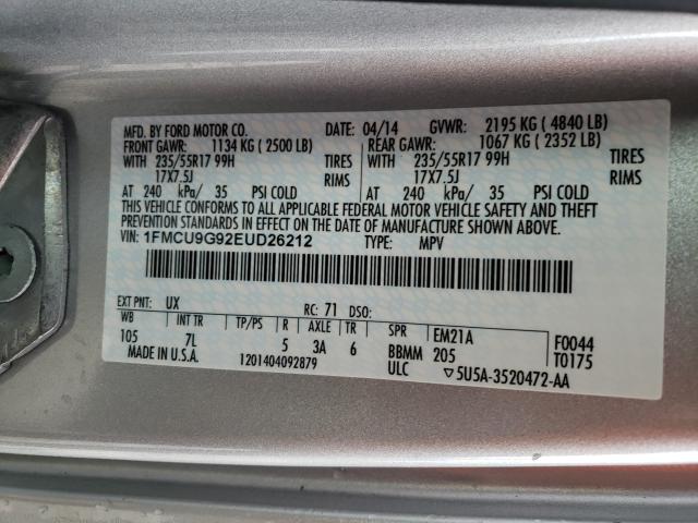 2014 FORD ESCAPE SE 1FMCU9G92EUD26212