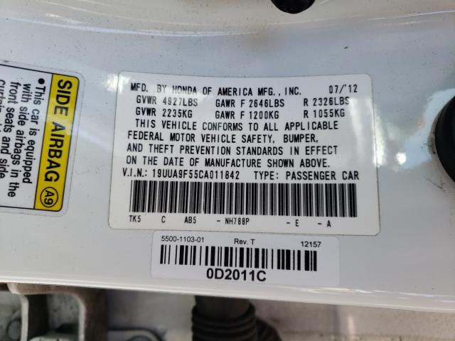 2012 ACURA TL 19UUA9F55CA011842