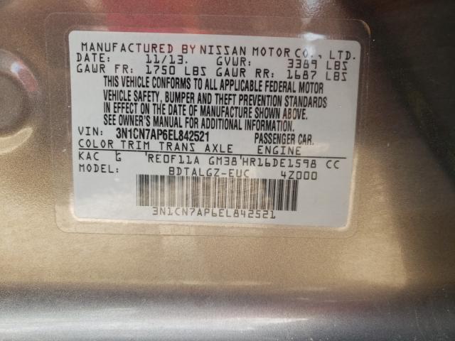 2014 NISSAN VERSA S 3N1CN7AP6EL842521