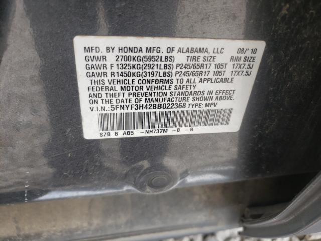 2011 HONDA PILOT EX 5FNYF3H42BB022368