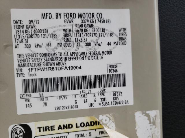 2013 FORD F150 SVT R 1FTFW1R61DFA19004