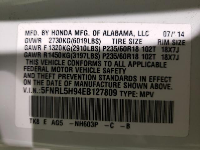 2014 HONDA ODYSSEY TO 5FNRL5H94EB127809