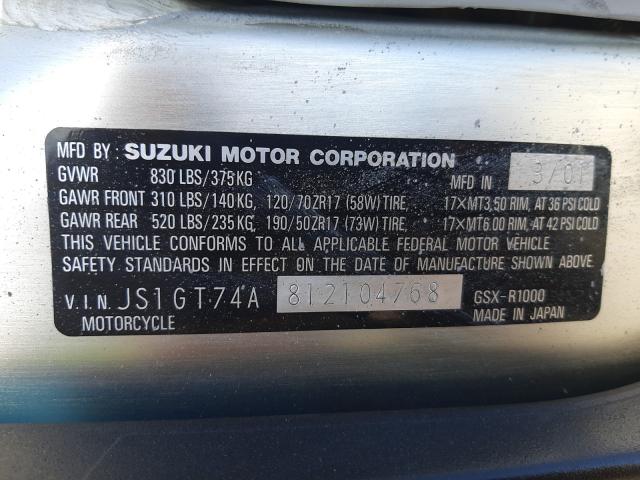 2001 SUZUKI GSX-R1000 JS1GT74A812104768