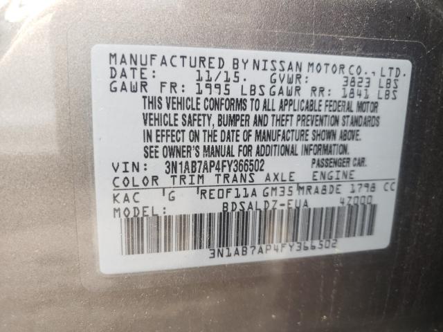 2015 NISSAN SENTRA S 3N1AB7AP4FY366502