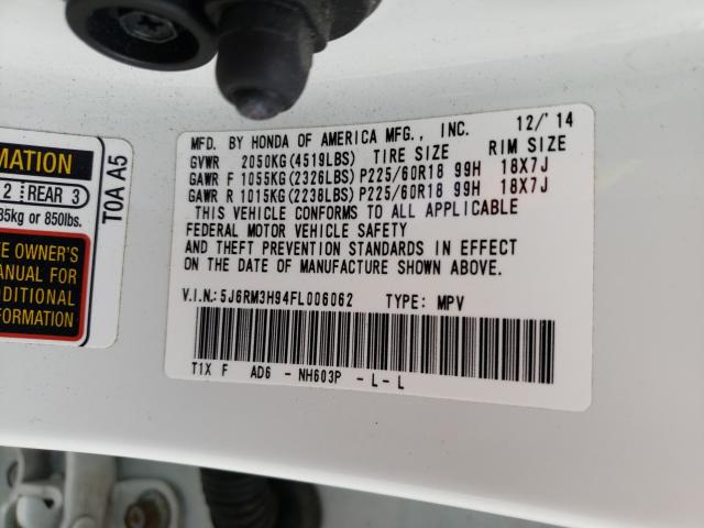 2015 HONDA CR-V TOURI 5J6RM3H94FL006062
