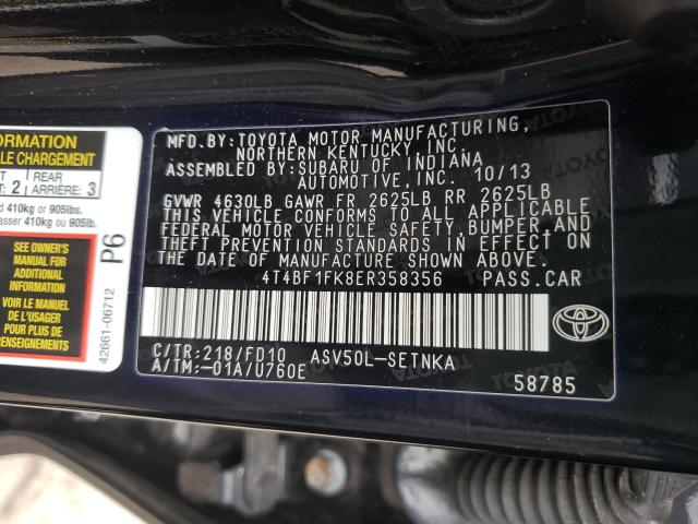 2014 TOYOTA CAMRY L 4T4BF1FK8ER358356