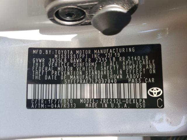 2020 TOYOTA COROLLA LE 5YFEPRAE7LP097840