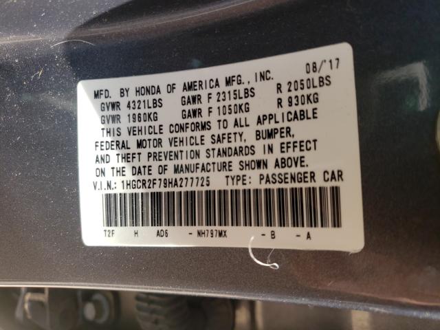 2017 HONDA ACCORD EX 1HGCR2F79HA277725