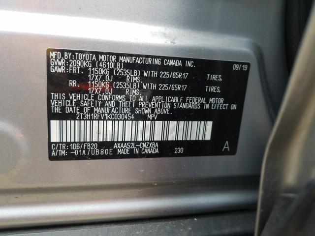 2019 TOYOTA RAV 4 2T3H1RFV1KC030454