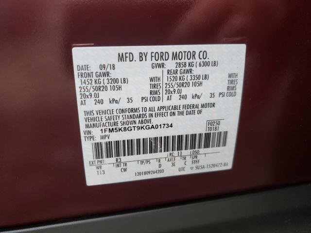 2019 FORD EXPLORER S 1FM5K8GT9KGA01734