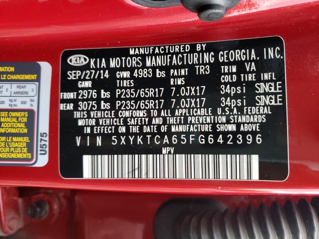 2015 KIA SORENTO LX 5XYKTCA65FG642396