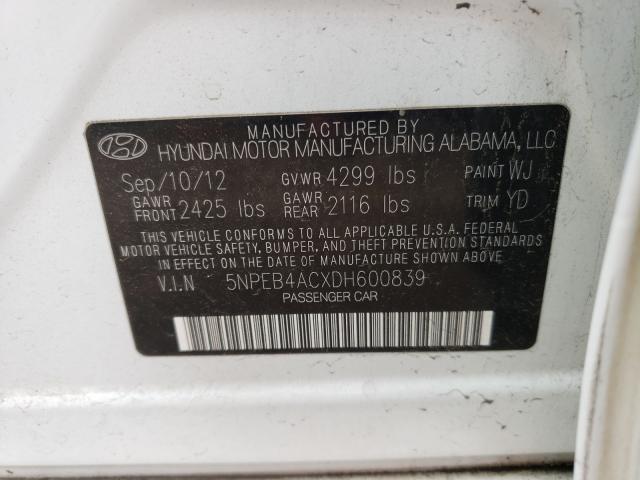 2013 HYUNDAI SONATA GLS 5NPEB4ACXDH600839