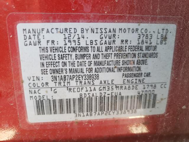 2014 NISSAN SENTRA S 3N1AB7AP2EY338938