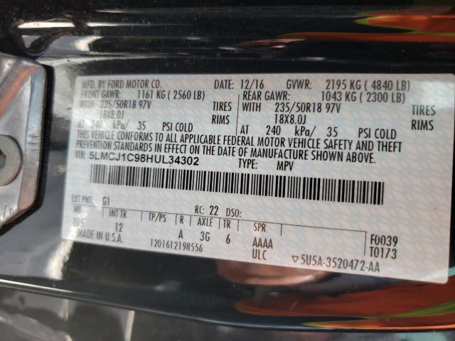 2017 LINCOLN MKC PREMIE 5LMCJ1C98HUL34302