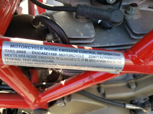 2008 DUCATI HYPERMOTAR ZDM1YACP68B005753