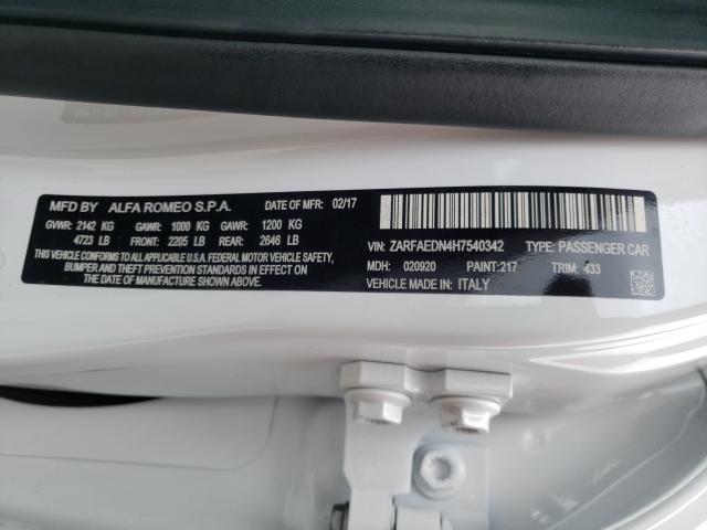 2017 ALFA ROMEO GIULIA Q4 ZARFAEDN4H7540342