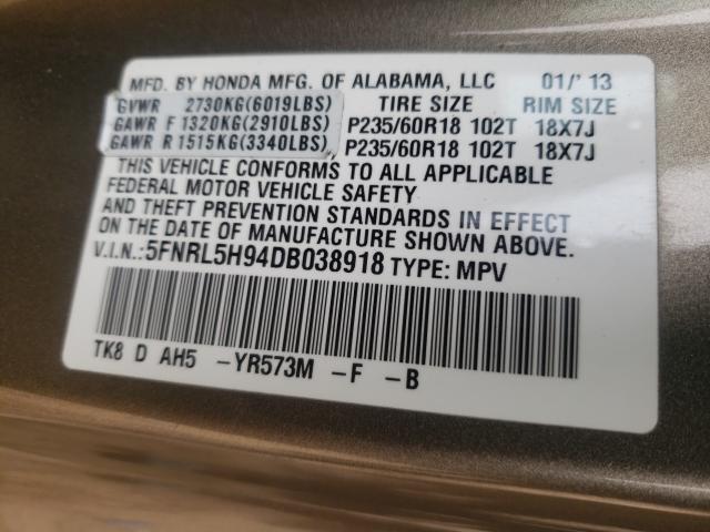 2013 HONDA ODYSSEY TO 5FNRL5H94DB038918