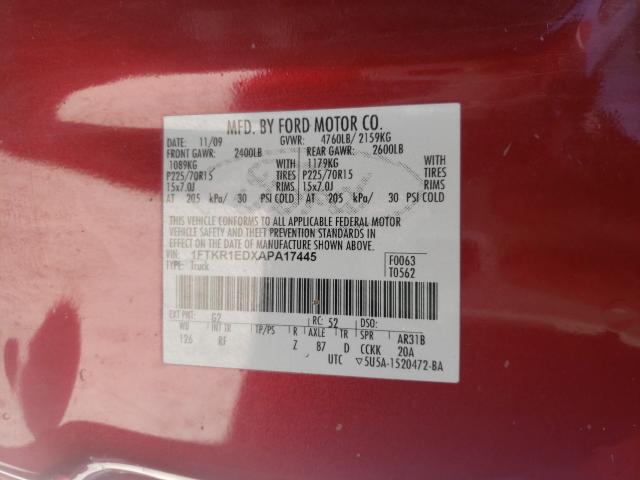 2010 FORD RANGER SUP 1FTKR1EDXAPA17445