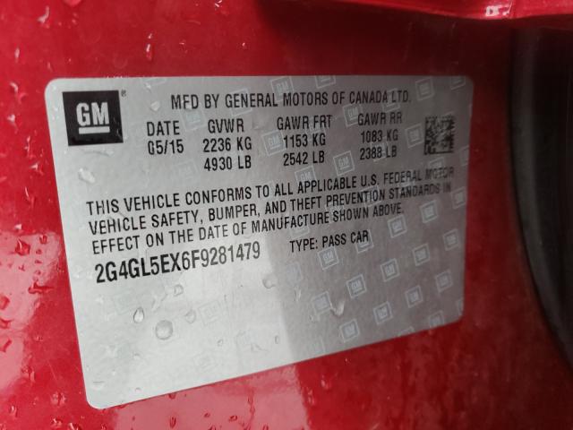 2015 BUICK REGAL 2G4GL5EX6F9281479