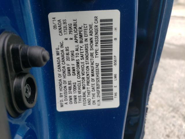 2014 HONDA CIVIC LX 2HGFB2F52EH553742