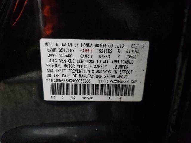 2012 HONDA FIT JHMGE8H39CC030385