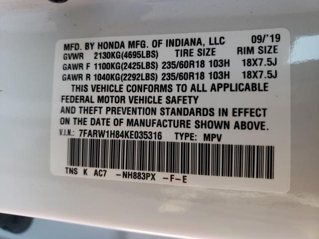 2019 HONDA CR-V EXL 7FARW1H84KE035316