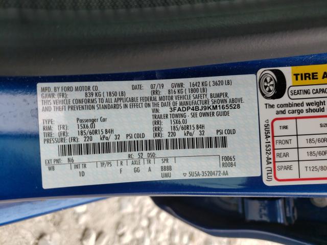 2019 FORD FIESTA SE 3FADP4BJ9KM165528
