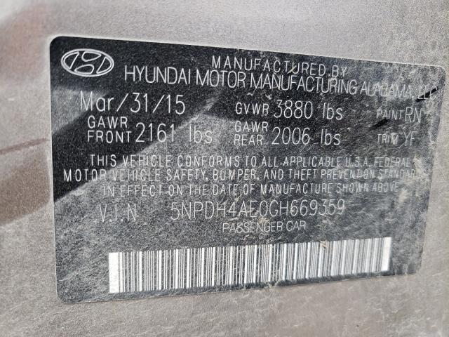 2016 HYUNDAI ELANTRA SE 5NPDH4AE0GH669359